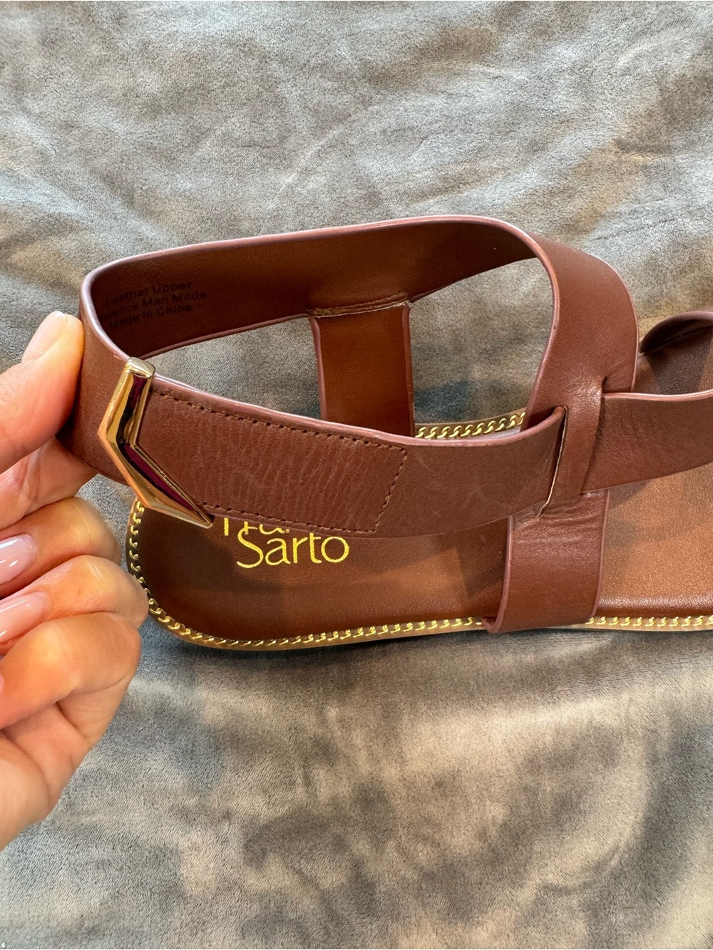 Franco Sarto Sandals - Brown Leather Ankle Strap - Size 7.5 - Picture 5 of 5